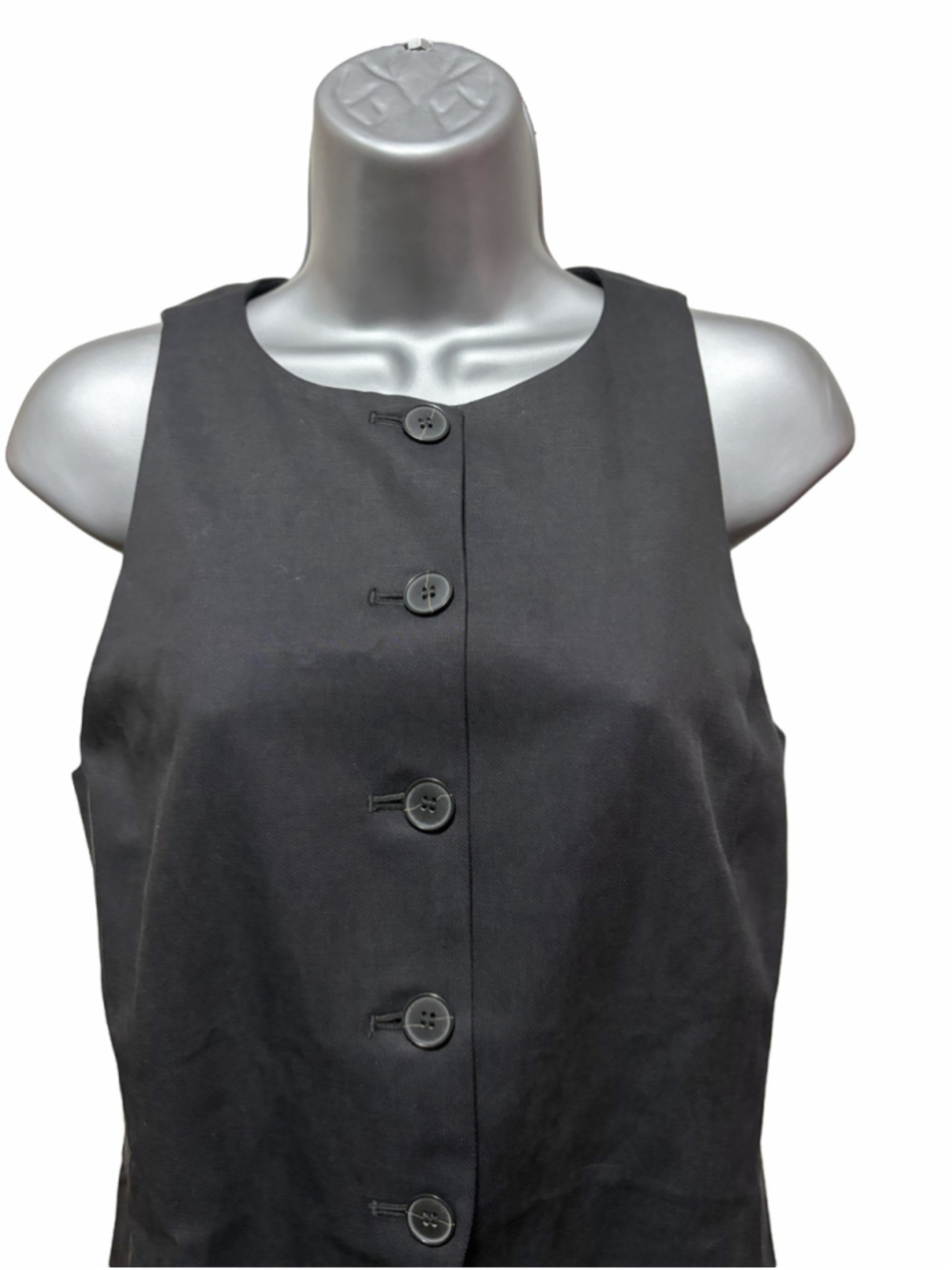 NWT Madewell Crewneck Cutaway Vest in Drapey Twill in black size 0 - Picture 4 of 9